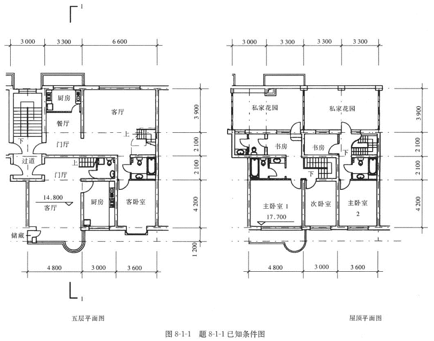 設計要求: 根據平面圖所給的剖切線位置畫出建築