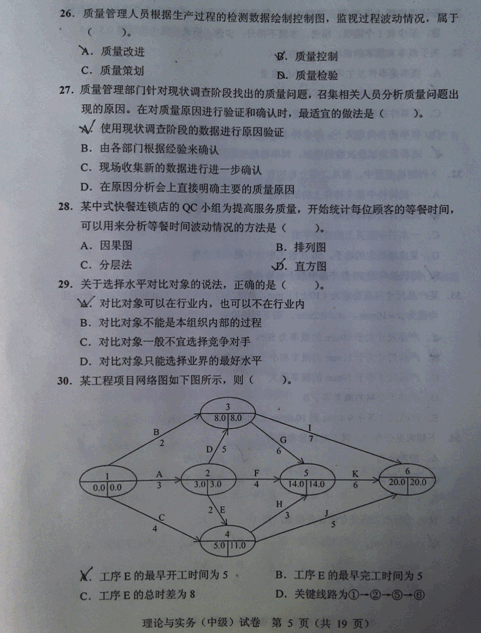2012年质量工程师专业理论与实务真题(中级)